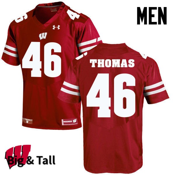 Wisconsin Badgers Men's #45 Nick Thomas NCAA Under Armour Authentic Red Big & Tall College Stitched Football Jersey AK40X63XO